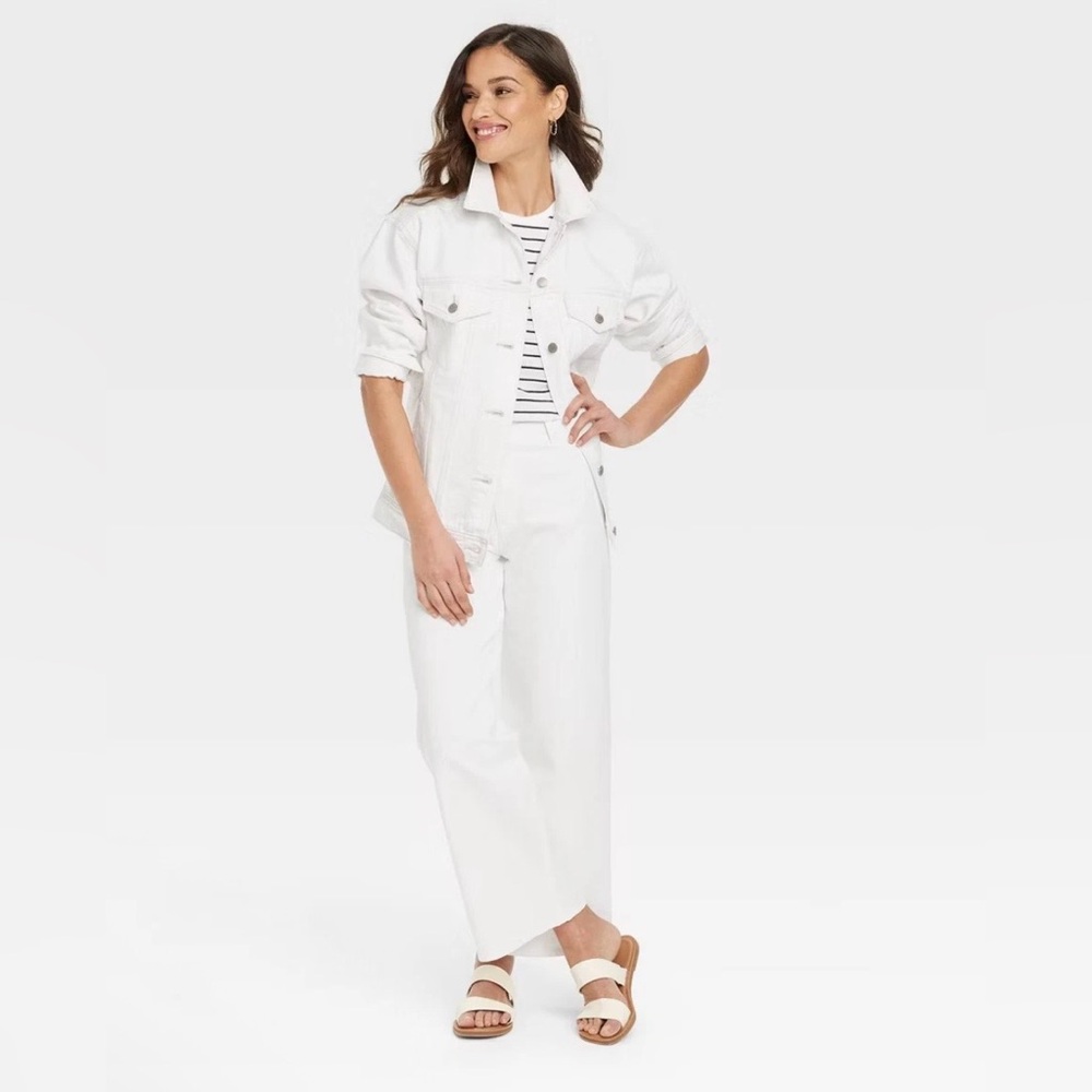 NEW, Universal Thread High Rise Sailor Wide Leg Ankle Jeans White Denim Pants